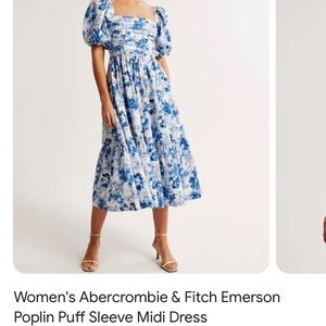 Abercrombie & Fitch Emerson Poplin Puff Sleeve Midi Dress